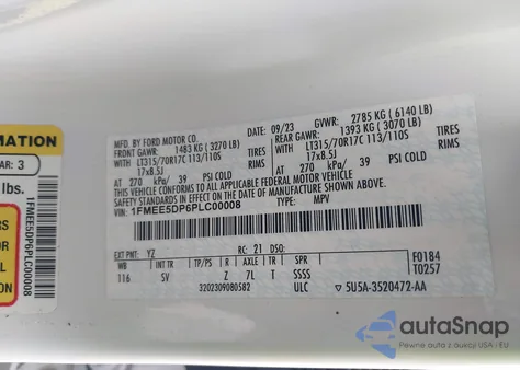 2023 Ford Bronco Black Diamond from USA, damaged, VIN 1FMEE5DP6PLC00008